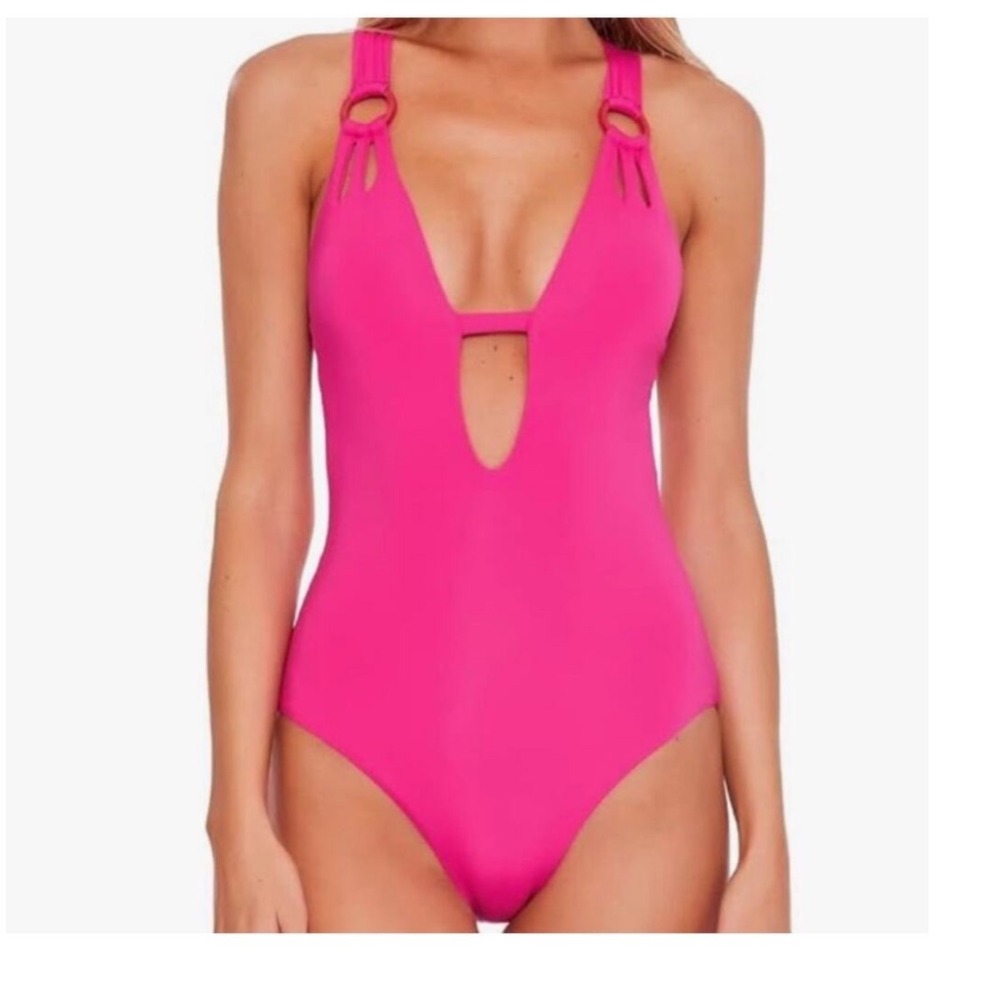 BECCA Skylar Color Code plunge One Piece Swimsuit Women's Size Small